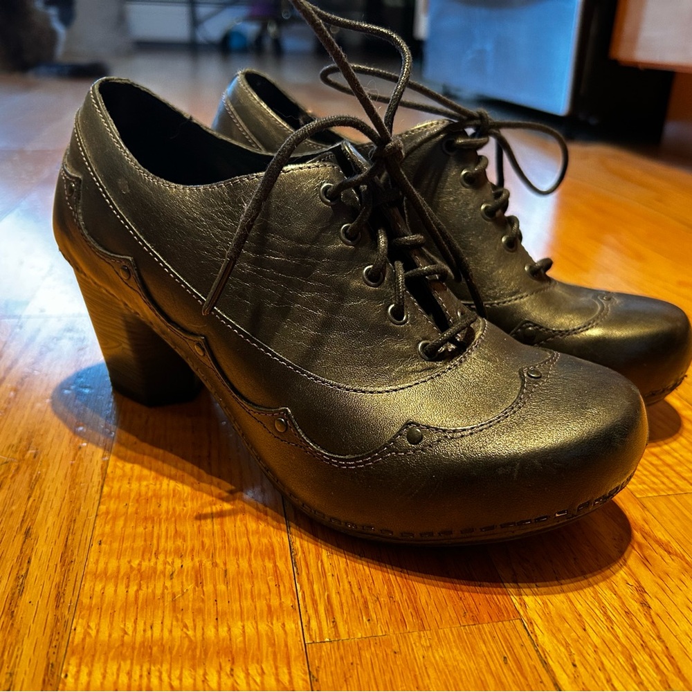 Dansko Black Lace-Up Heels